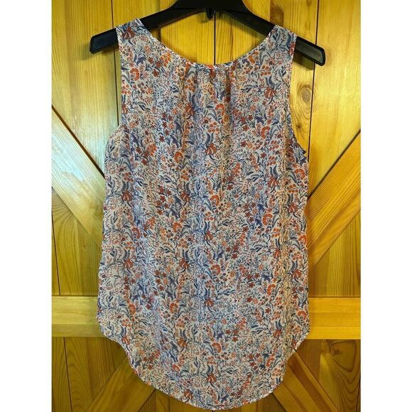Daisy Fuentes Sheer Floral Keyhole Blouse Sleeveless Scoop Neck Size Medium (892 - Picture 4 of 4